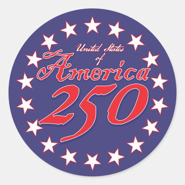 Pegatina Redonda América 250 (Anverso)