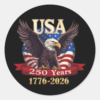 Pegatina Redonda América 250 1776-2026 Bandera Americana Águila