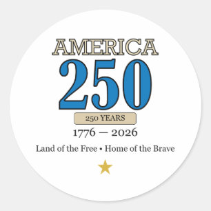 Pegatina Redonda América 250 Años 1776–2026 Águila Patriótica Vinta