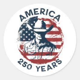 Pegatina Redonda America 250th Anniversary Cowboy 1776-2026