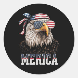Pegatina Redonda America Eagle Bandera Estadounidense 4 De Julio Re