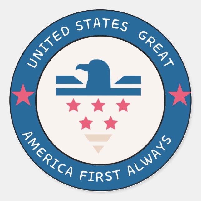 Pegatina Redonda America First logo sticker (Anverso)