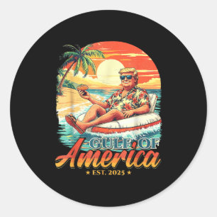 Pegatina Redonda América Golfo Trump 2024 Retro Beach Estados Unido