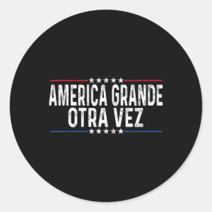 Pegatina Redonda América Grande otra vez divertida Trump habla en E