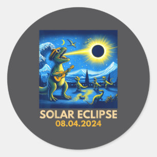 Pegatina Redonda América T-rex Divertido Eclipse Solar Total Bander