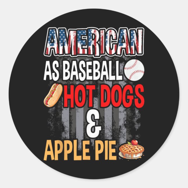 Pegatina Redonda American As Bysebyll Hotdog Y Apple Pie (Anverso)