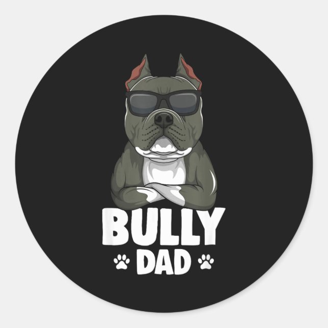 Pegatina Redonda American Bully Dad Dogs Dad Men  (Anverso)