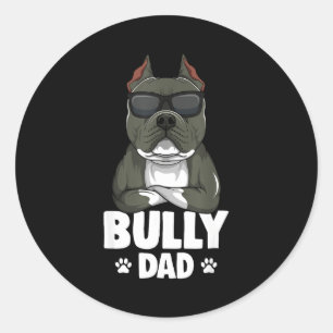 Pegatina Redonda American Bully Padre Perros Padre Hombres