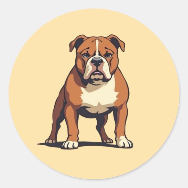 Pegatina Redonda American Bully Strong and Loyal Vintage (Anverso)