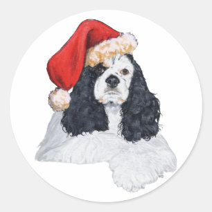 Pegatina Redonda American Cocker Spaniel Navidad