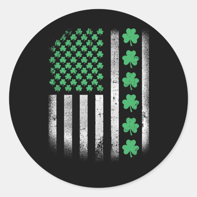 Pegatina Redonda American Design St. Patrick Day Irish (Anverso)