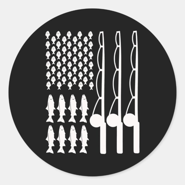 Pegatina Redonda American flag fishing design for men women (Anverso)