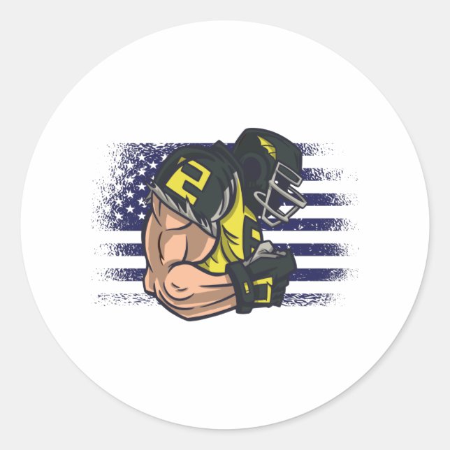 Pegatina Redonda American Football Fan Jersey Shirt USA Flag (Anverso)