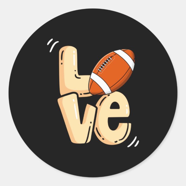 Pegatina Redonda American Football Love Valentines Rugby Srts Pl  (Anverso)