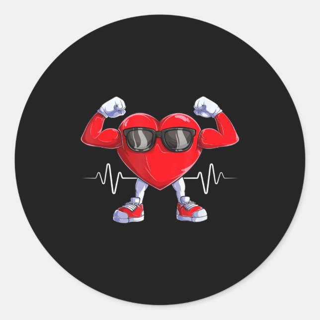 Pegatina Redonda American Heart Disease Awareness Heart Month Heart (Anverso)