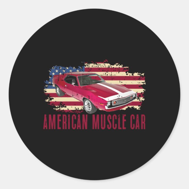 Pegatina Redonda American Muscle Car Ns (Anverso)