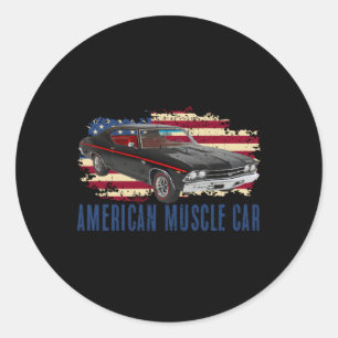 Pegatina Redonda American Muscle Car Ns