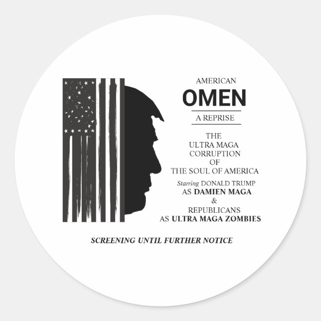 Pegatina Redonda American Omen In Black (Anverso)