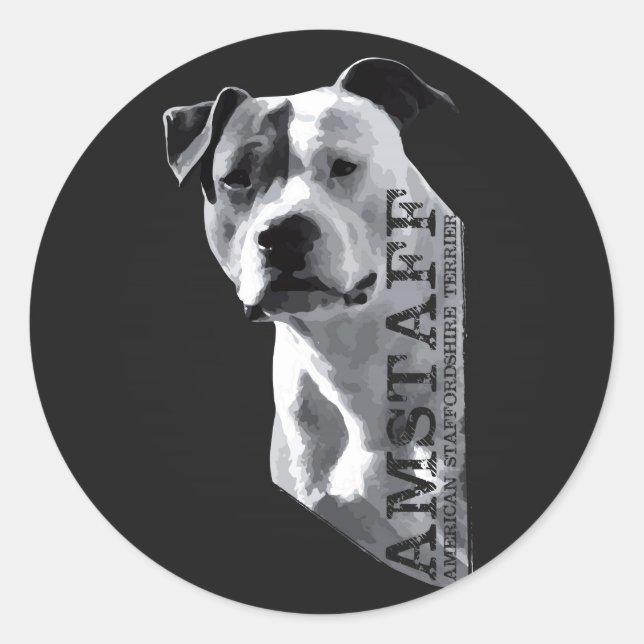Pegatina Redonda American Staffordshire Terrier - Amstaff (Anverso)