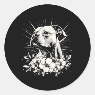 Pegatina Redonda American Staffordshire Terrier Dog Lover Retro Sty