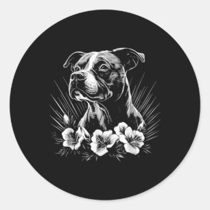 Pegatina Redonda American Staffordshire Terrier Dog Lover Retro Sty