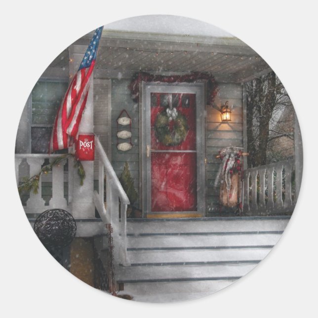 Pegatina Redonda Americana - Tributo a Rockwell (Anverso)