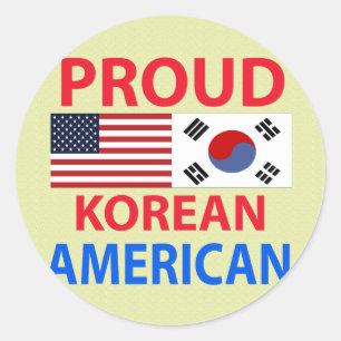Pegatina Redonda Americano coreano orgulloso
