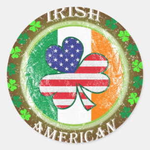 Pegatina Redonda Americano irlandés