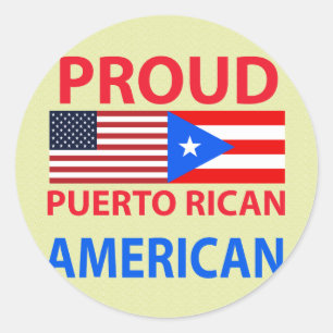 Pegatina Redonda Americano puertorriqueño orgulloso