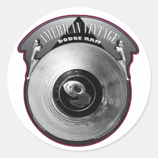 PEGATINA REDONDA AMERICANO VINTAGE DODGE RAM HUBCAP
