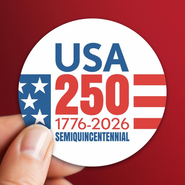 Pegatina Redonda America's 250th Birthday - Stars and Stripes (USA 250 - America's 250th Celebration 1776-2026)