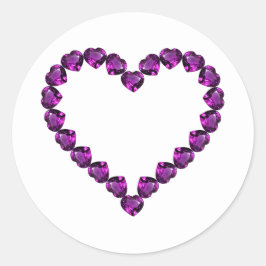Pegatina Redonda Amethyst Gemstone Heart Purple
