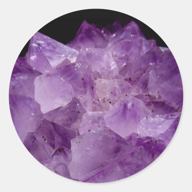 Pegatina Redonda Amethyst Raw Stones (Anverso)