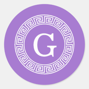 Pegatina Redonda Amethyst What Greek Key Rnd Frame First Monograma
