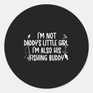 Pegatina Redonda Amiga de pesca de la hija pequeña de papá Hija de