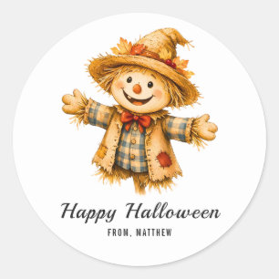 Pegatina Redonda Amigable Espantapájaros Halloween