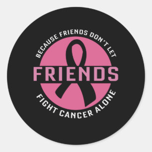 Pegatina Redonda Amigas de concientización sobre el cáncer de mama 