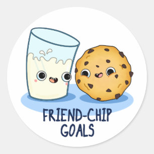 Pegatina Redonda Amigo-Chip Goals Funny Milk Cookies Pun