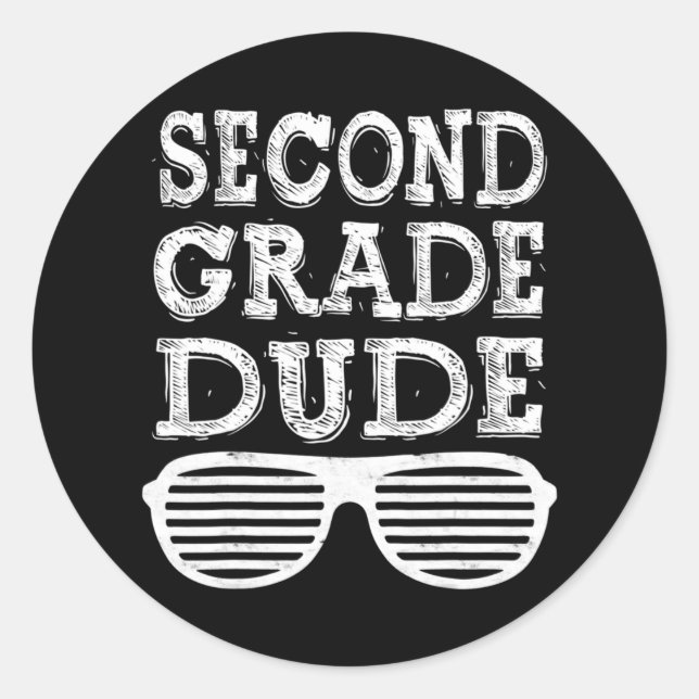 Pegatina Redonda Amigo De Segundo Grado De Vuelta Al Regalo Escolar (Anverso)