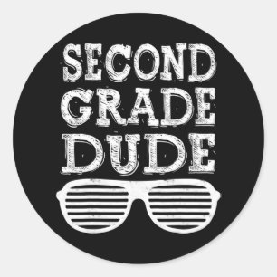 Pegatina Redonda Amigo De Segundo Grado De Vuelta Al Regalo Escolar