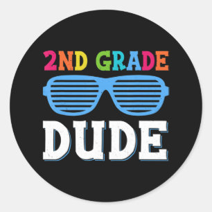 Pegatina Redonda Amigo de segundo grado profesores de segundo grado