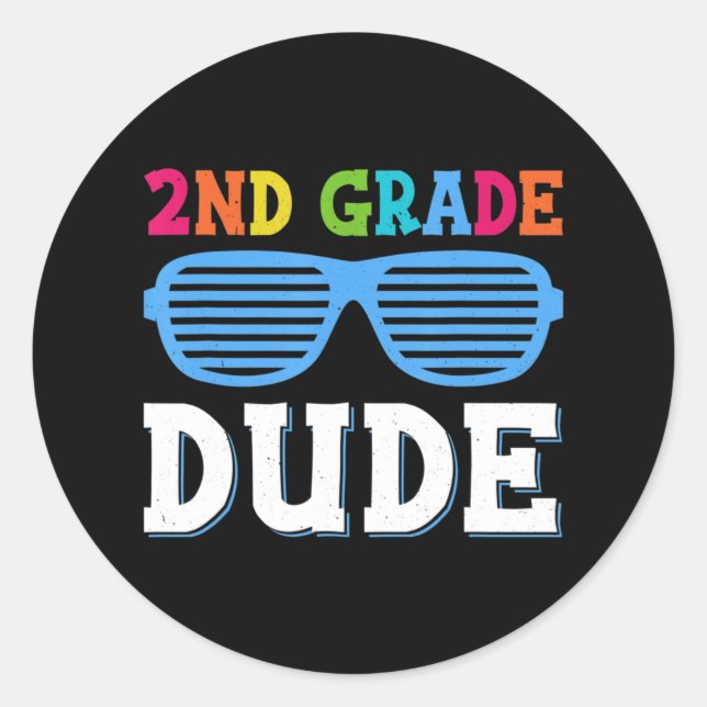 Pegatina Redonda Amigo de segundo grado profesores de segundo grado (Anverso)