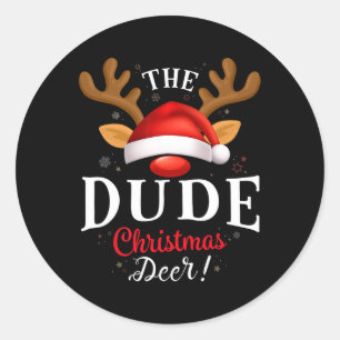 Pegatina Redonda Amigo Navidades Deer Pjs Familia de Navidad