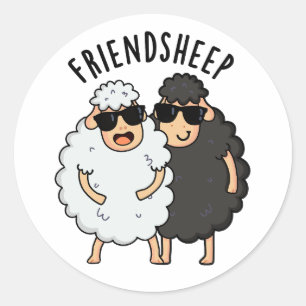Pegatina Redonda Amigo-oveja Funny Sheep Pun