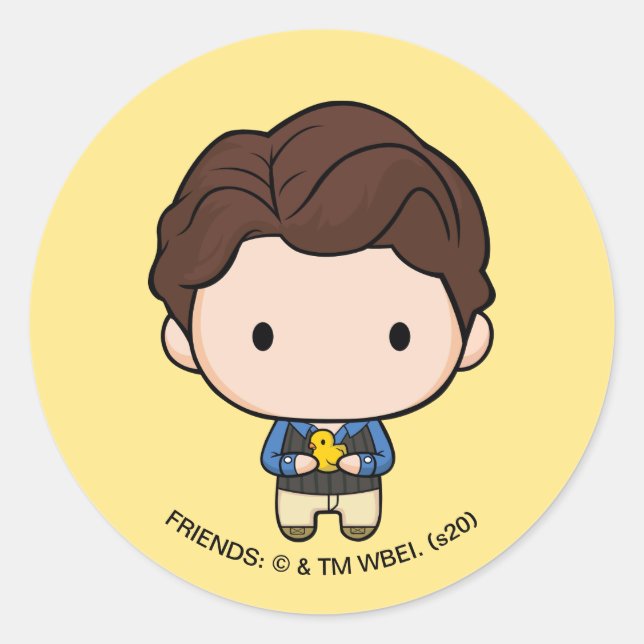 Pegatina Redonda AMIGOS™ | Chandler Chibi (Anverso)