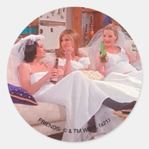 Pegatina Redonda AMIGOS™   Chicas con vestimenta Boda