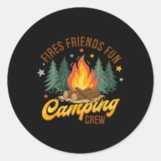 Pegatina Redonda Amigos de Fuego Diversión Camping Tripulación Vera