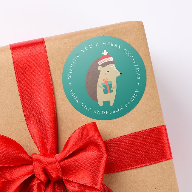 Pegatina Redonda Amigos de invierno | Vacaciones en Hedgehog (Subido por el creador)