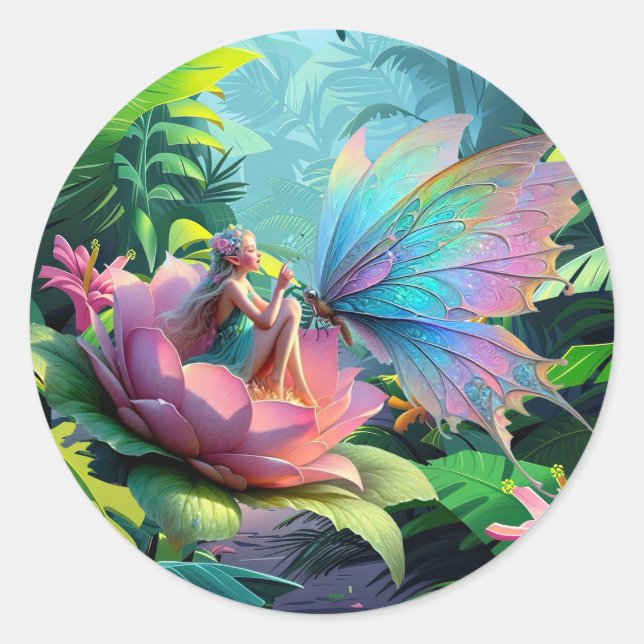 Pegatina Redonda Amigos de jardín (Anverso)