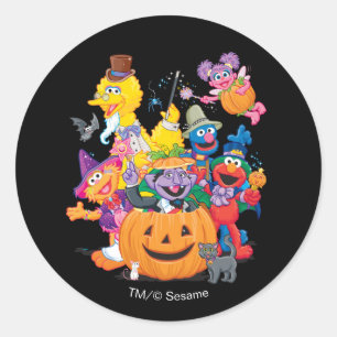 Pegatina Redonda Amigos de la Calle Sesame Feliz Halloween